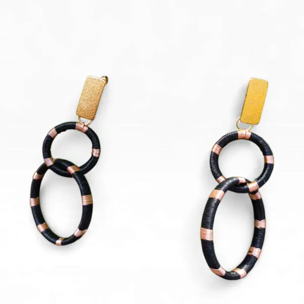 imagen "Pendientes Doble Anillo de Werregue y Cobre Elegantes"